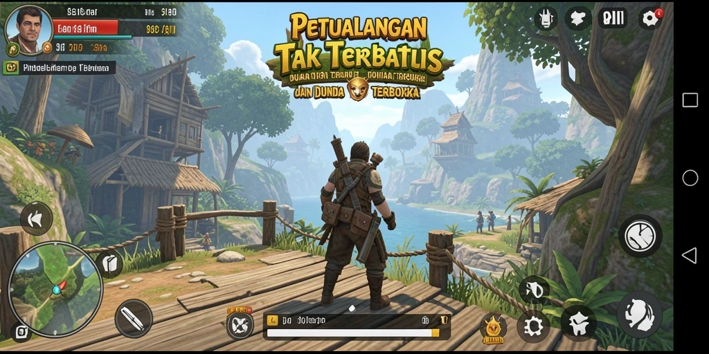 Tampilan gameplay mendalam dalam dunia terbuka yang interaktif.