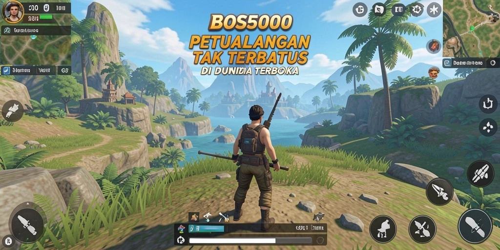 Screenshot BOS5000 menunjukkan pemain menjelajahi dunia terbuka yang menakjubkan.