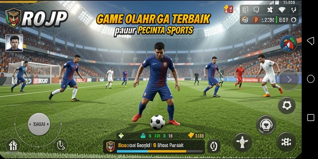 Tangkapan layar permainan BROJP dengan aksi seru olahraga.