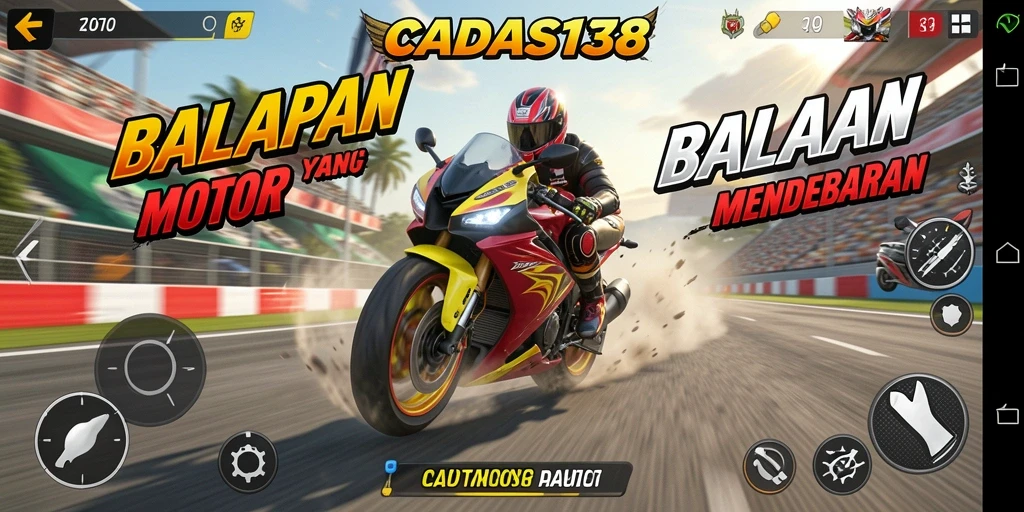 Tampilan luar biasa dari gameplay balapan motor yang mendebarkan.