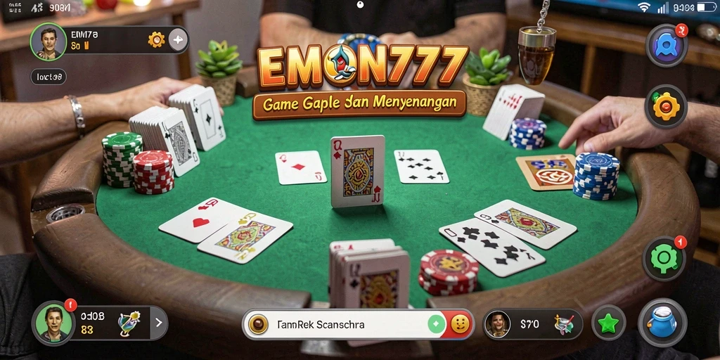 Tampilan gameplay seru dari EMON777 yang penuh strategi Gaple.
