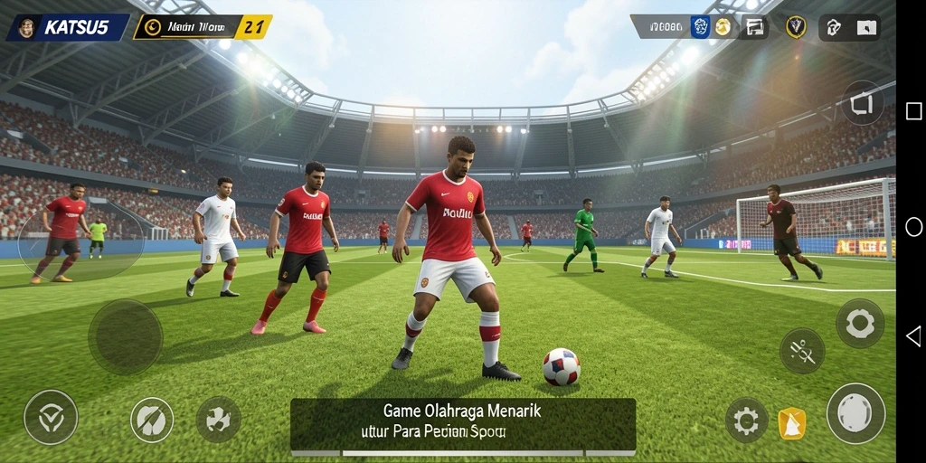 Tampilan gameplay KATSU5 yang menegangkan di tengah pertandingan olahraga.