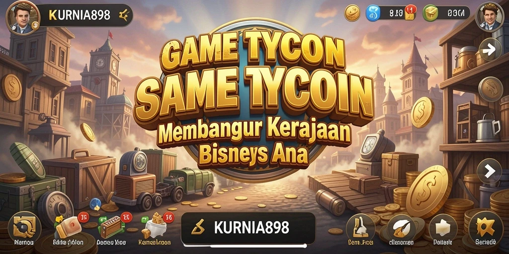 Skrinsut gameplay KURNIA898 menampilkan suasana membangun bisnis Tycoon.