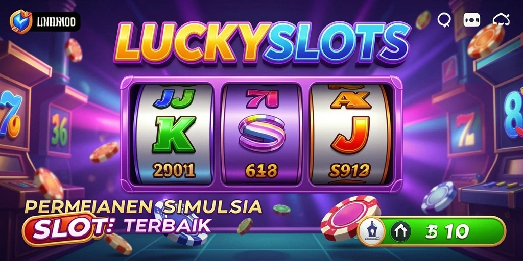 Tampilan gameplay menarik dari LUCKYSLOTS dengan mesin slot penuh warna.