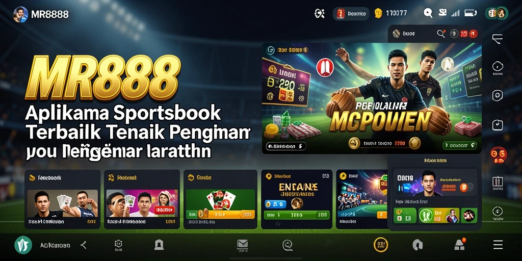 Tampilan menarik dan interaktif dari aplikasi MR888 untuk taruhan Sportsbook.