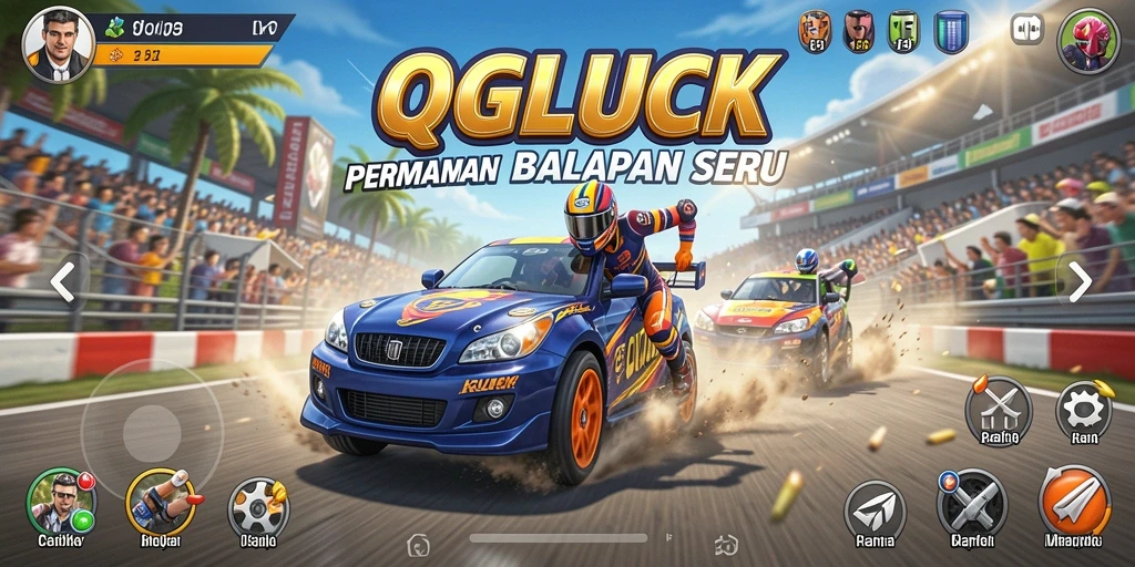 Screenshot gameplay QGLUCK yang menampilkan aksi balapan seru.