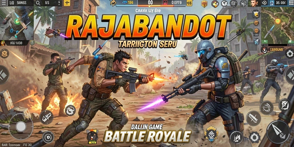 Gameplay seru di RAJABANDOT dengan aksi Battle Royale.