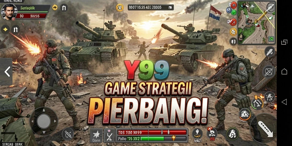 Screenshot Y89 menampilkan pertempuran seru dalam gameplay SLG.